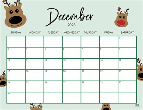 december 2023 calendar printable free cute